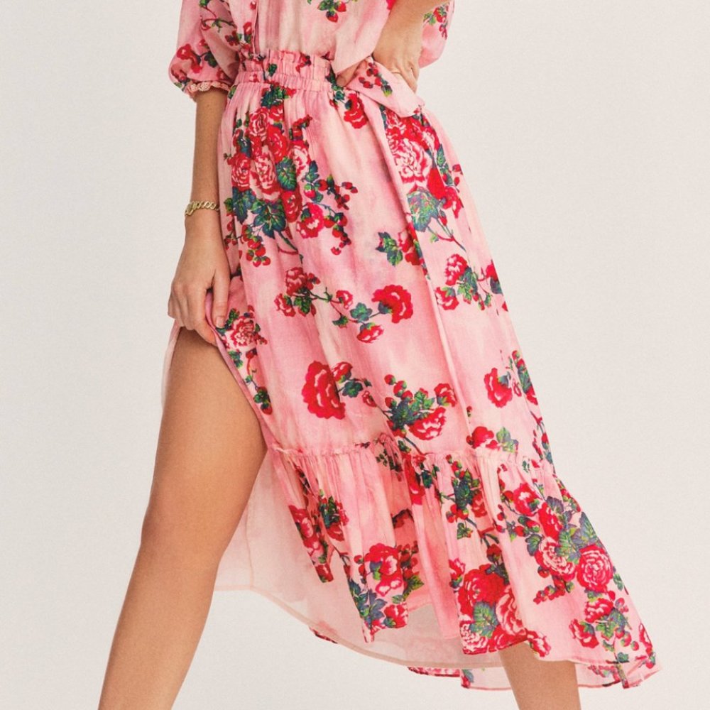 NWT LoveShackFancy Kamala Skirt in Pink Desert XS